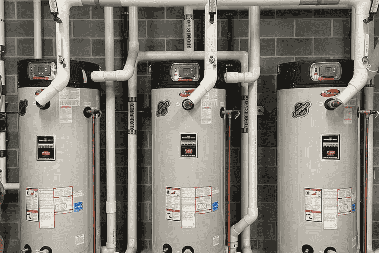 Commercial tankless water heaters installed in series for on-demand cost-effective service