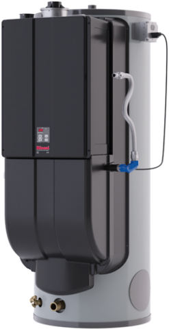 Commercial water heaters in a row saving energy and meeting heavy usage demands